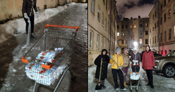 Устали ждать: петербуржцы вооружились лопатами и самостоятельно убирают город от снега